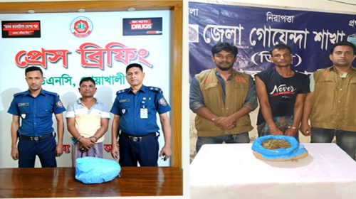 নোয়াখালীতে গাঁজাসহ ২ মাদক কারবারি গ্রেফতার।