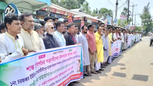 সুবর্ণচরে আ.লীগ নেতার উপর হামলাকারীদের শাস্তির দাবিতে মানববন্ধন