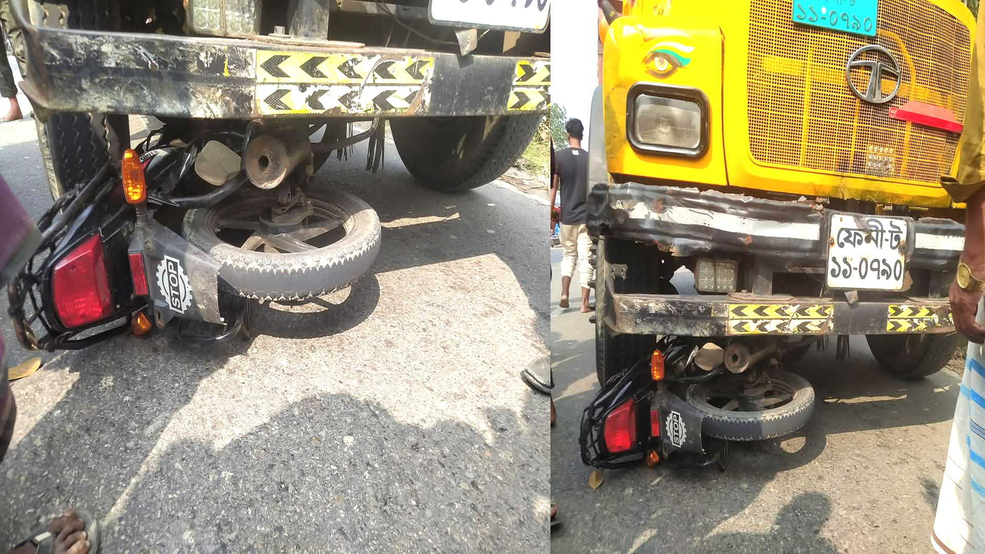 নোয়াখালী সুবর্ণচরে মোটরসাইকেল ট্রাকের মুখোমুখি সংঘর্ষে নিহত ১