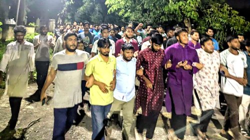মিটফোর্ডে নৃশংস হত্যাকাণ্ডের প্রতিবাদে নোবিপ্রবিতে বিক্ষোভ মিছিল