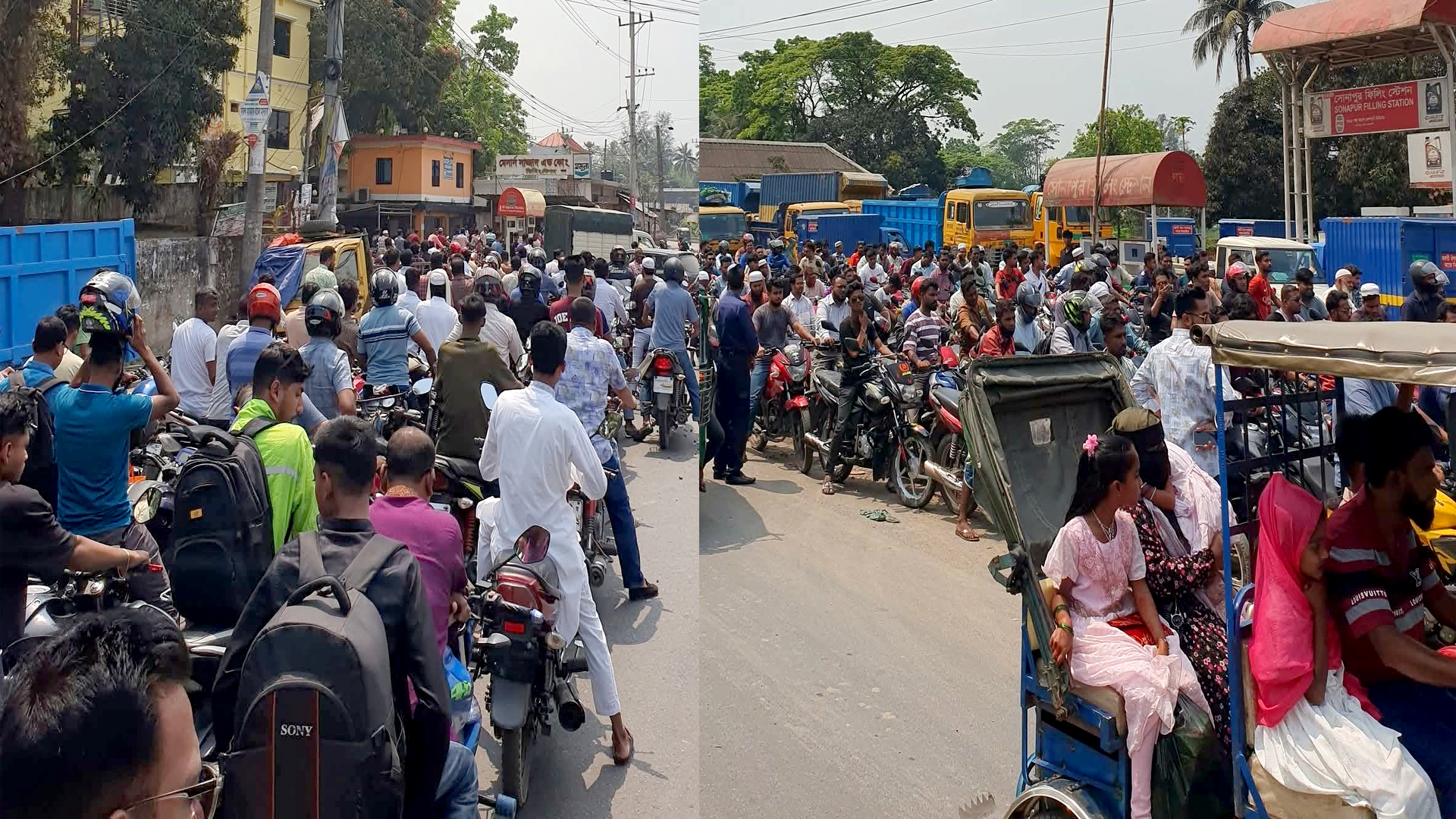 নোয়াখালীতে তেলের জন্যে হাহাকার, কিলোমিটারজুড়ে লাইন