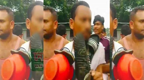 নোয়াখালীতে শিশুকে ধর্ষণচেষ্টার অভিযোগে শিক্ষককে জুতার মালা পরিয়ে ঘোরালো জনতা